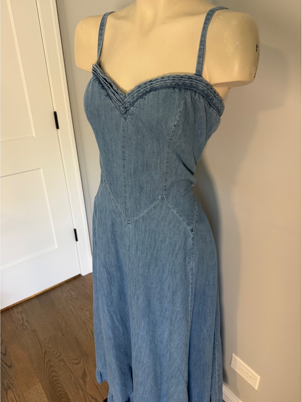 Free People Women's Light Blue Denim Midi Dress XL - Picture 2 of 13